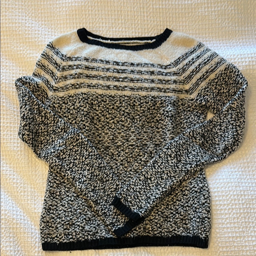 Lou And Grey Black & White Marled Crewneck Sweater